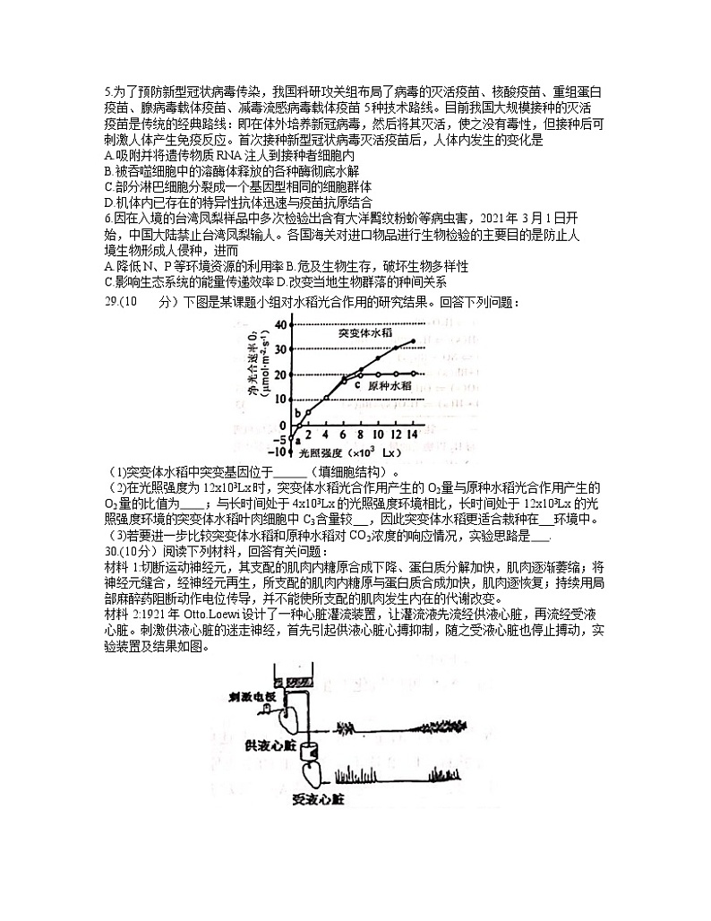 安徽省合肥市2021届高三下学期3月第二次教学质量检测生物试题 Word版含答案02