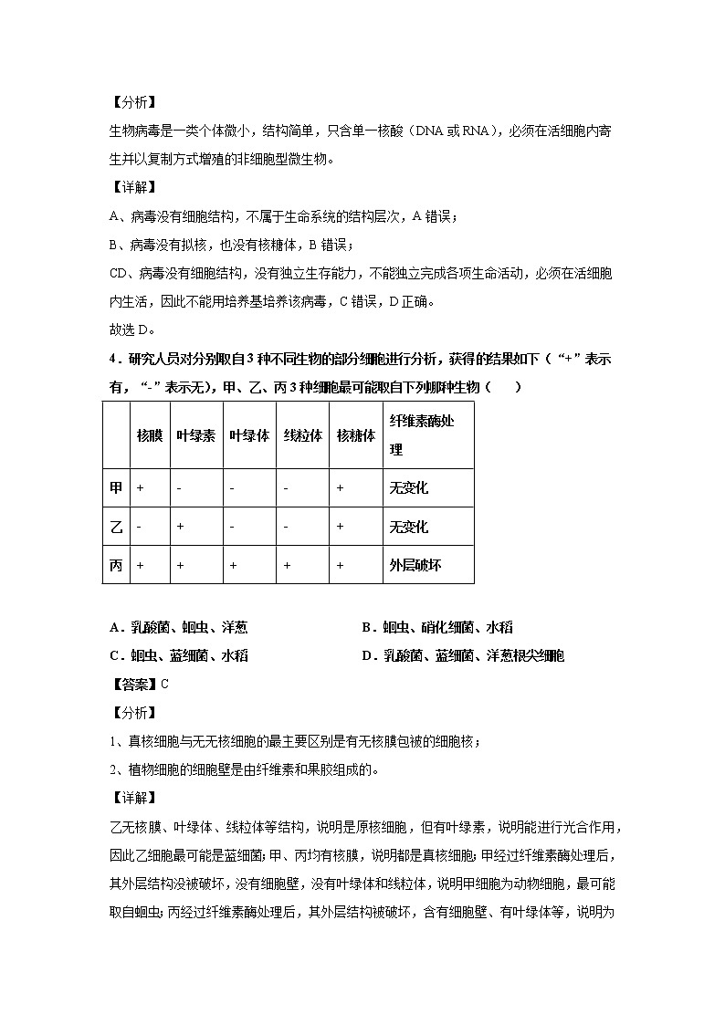 2021-2022学年湖北省武汉市黄陂区二中高一10月生物试题解析版第3页