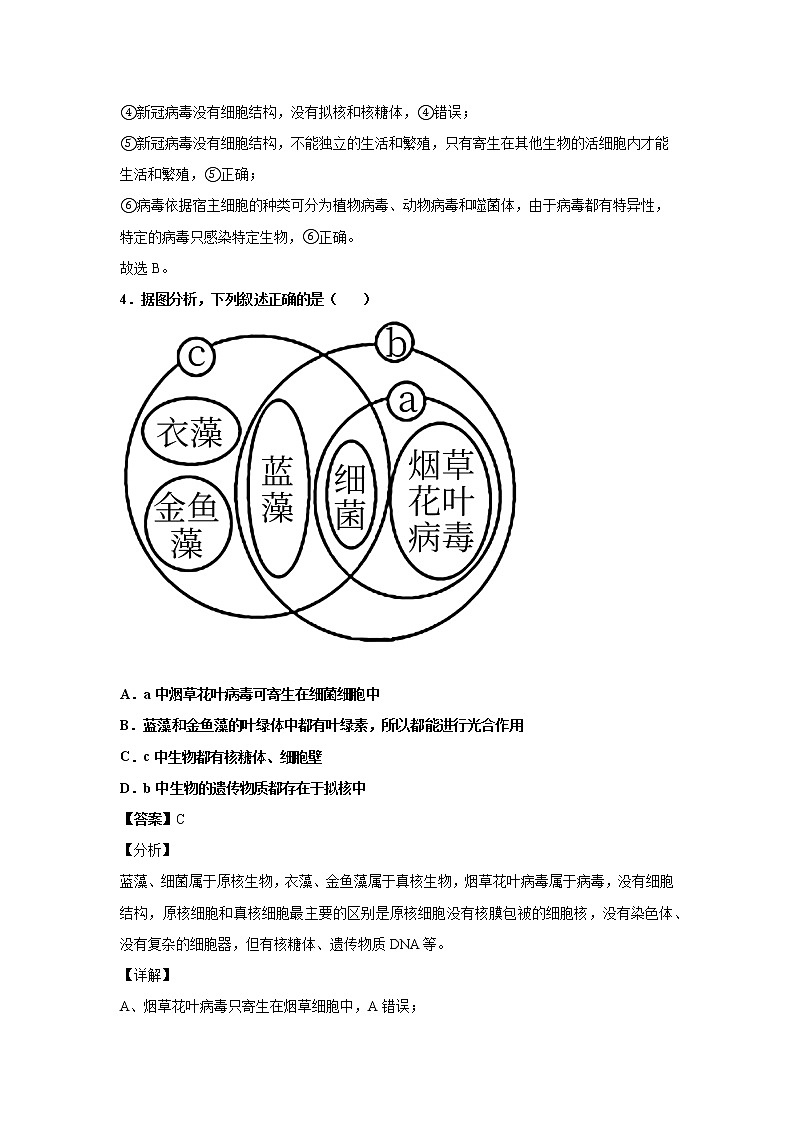 2021-2022学年江西省南昌市莲塘一中高一9月月考生物试题解析版第3页