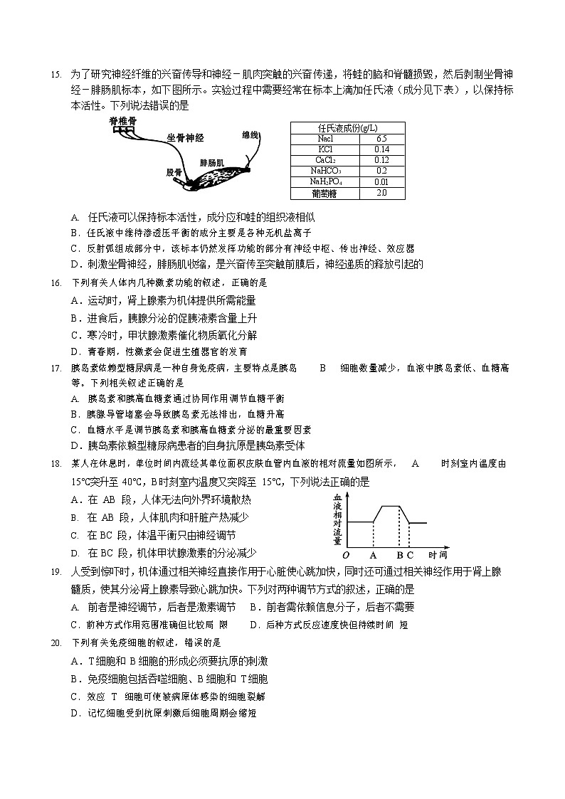 2021-2022学年四川省绵阳市南山中学高二上学期12月月考生物试题（Word版）03