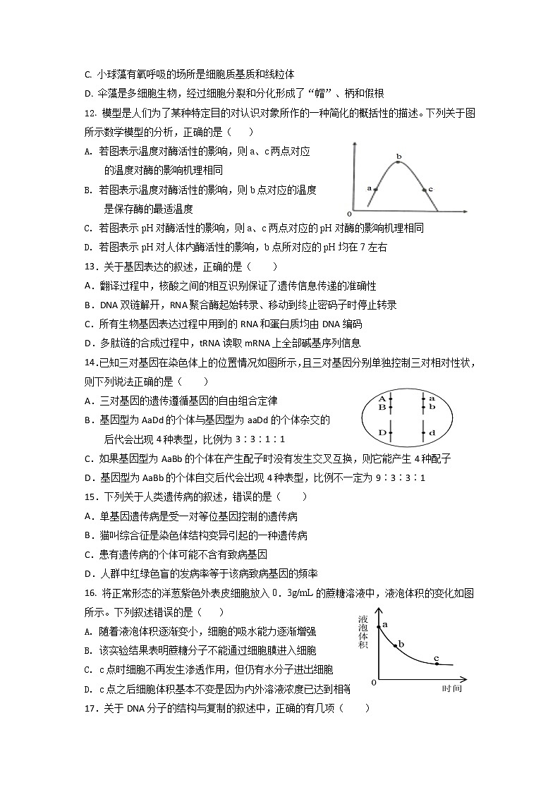 2022届海南省文昌中学高三上学期月考生物试卷含答案第3页