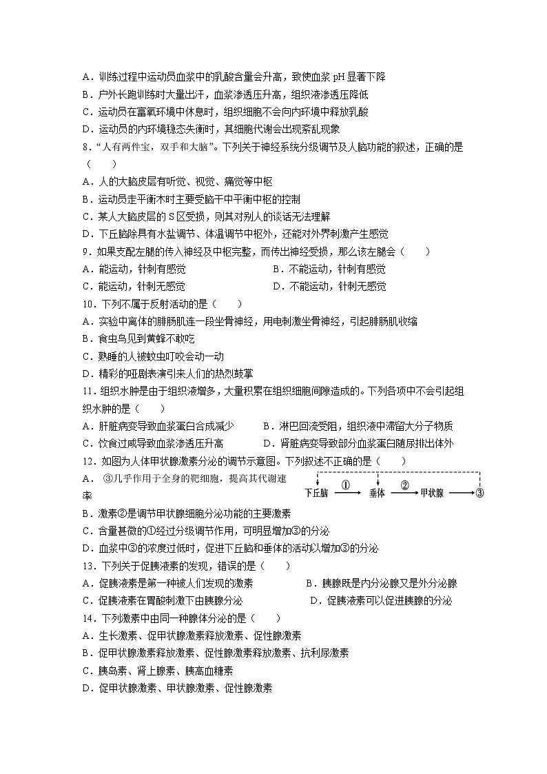 2021-2022学年甘肃省天水市一中高二上学期第一学段考试生物（理）试题试题含答案02