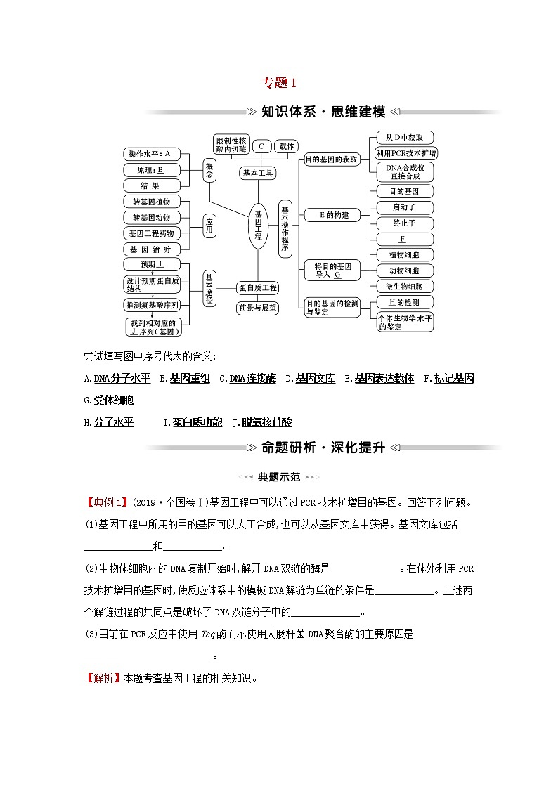 高中生物专题1基因工程阶段提升课学案新人教版选修3第1页