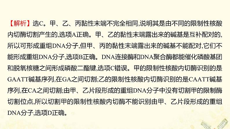 高中生物专题1基因工程单元练习课件新人教版选修306