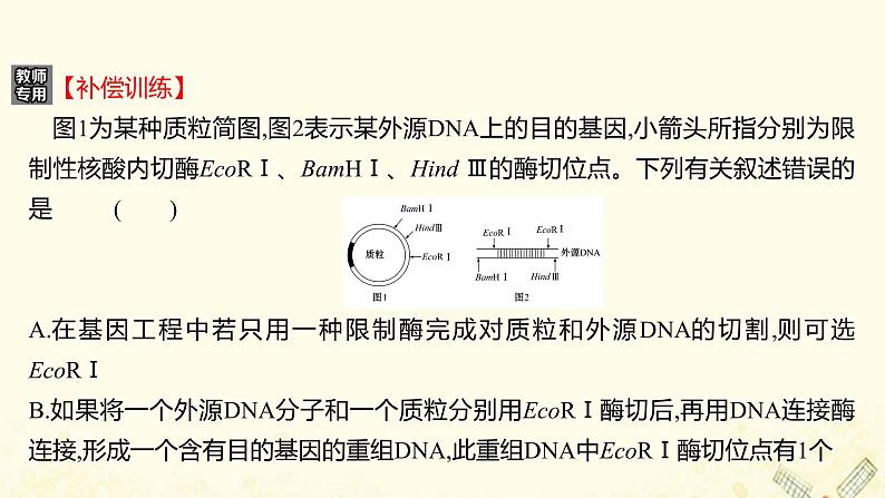 高中生物专题1基因工程单元练习课件新人教版选修307