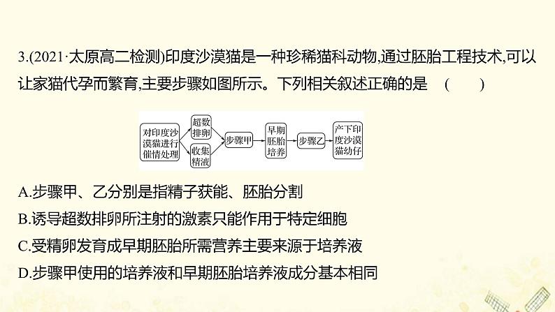 高中生物专题3胚胎工程单元练习课件新人教版选修307