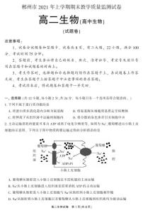 2020-2021学年湖南省郴州市高二下学期期末考试生物试题 PDF版