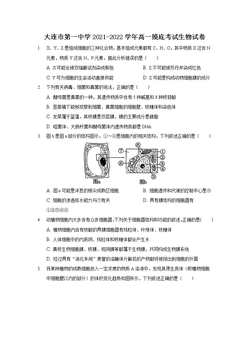 2021-2022学年辽宁省大连市第一中学高一摸底考试生物试卷Word版含解析01