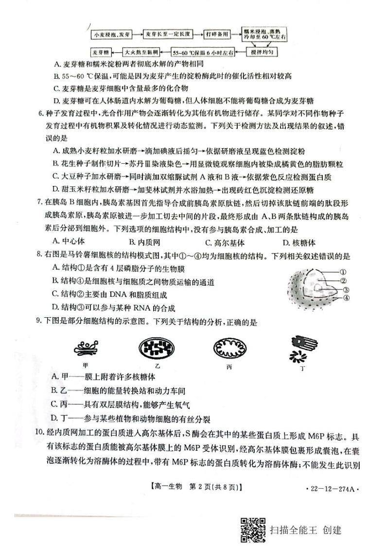 山西省吕梁市2021-2022学年高一上学期期末考试生物PDF版含答案02