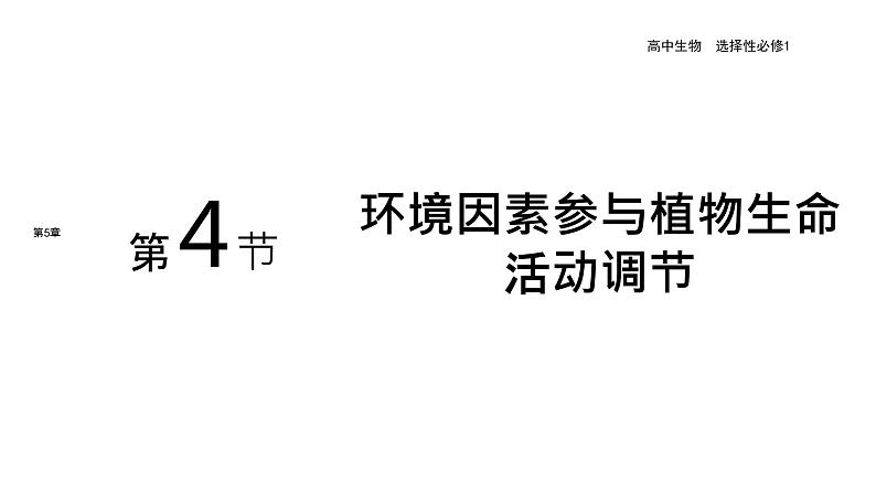 2021-2022学年高中生物新人教版选择性必修1  第5章 第4节 环境因素参与植物生命活动调节 课件（29张）第1页