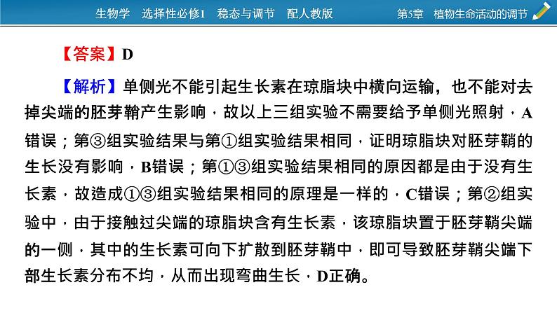 2021-2022学年高中生物新人教版选择性必修1  第5章　植物生命活动的调节 微专题7 与植物激素相关的实验设计 课件（18张）第8页