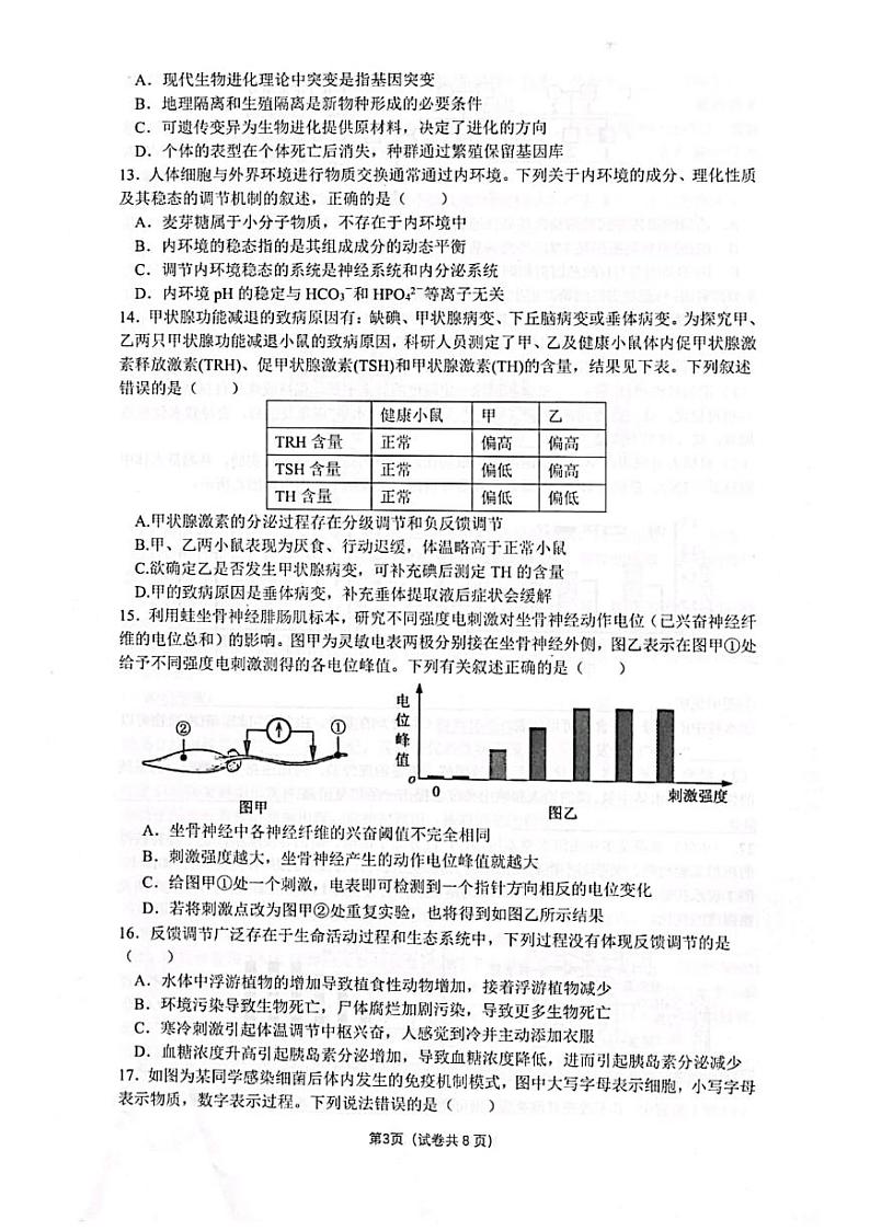 浙江省宁波市慈溪市2021-2022学年高二上学期期末考试生物PDF版含答案03