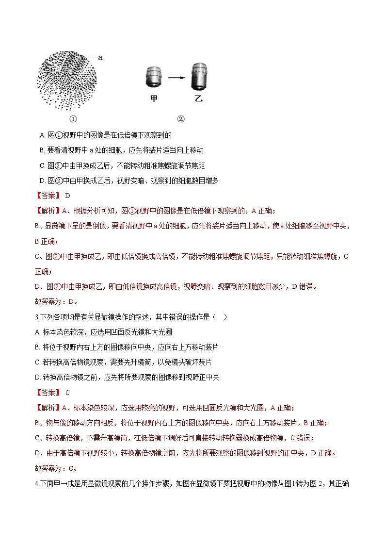 第2.1课 细胞学说——现代生物学的‘基石’-2021-2022学年高一生物课后培优练（苏教版2019必修1）02