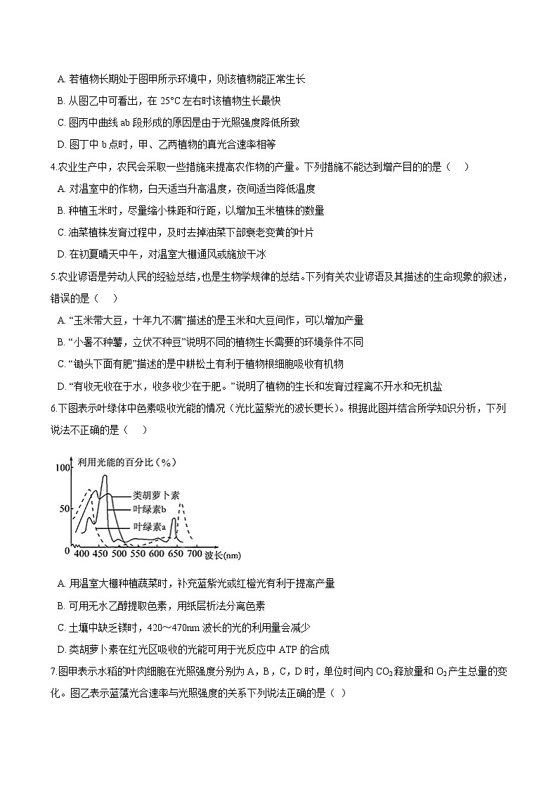 第3.4课 影响光合作用和细胞呼吸的环境因素-2021-2022学年高一生物课后培优练（苏教版2019必修1）02