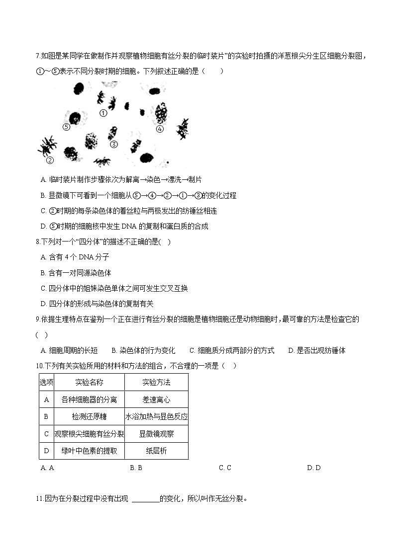 第4.1课 细胞增殖-2021-2022学年高一生物课后培优练（苏教版2019必修1）03