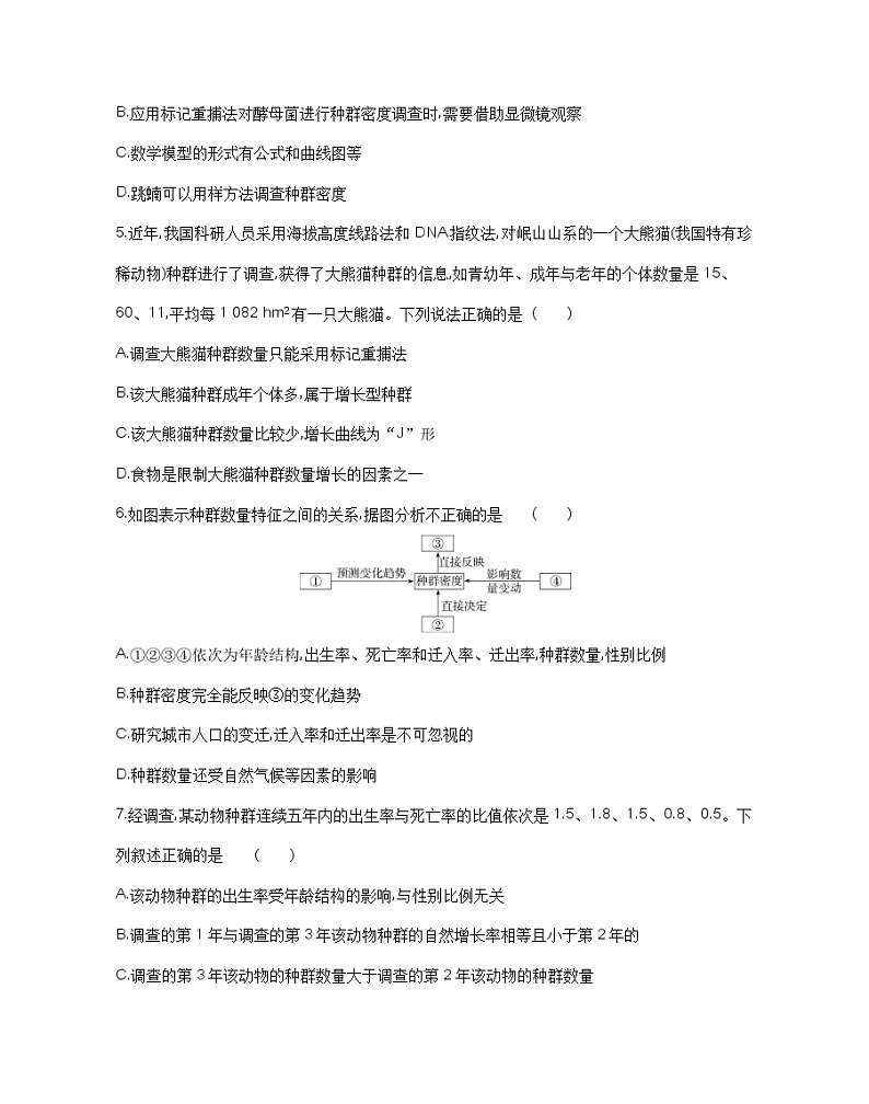 第一章达标检测-2022版生物选择性必修2人教版（2019） 同步练习 （Word含解析）02