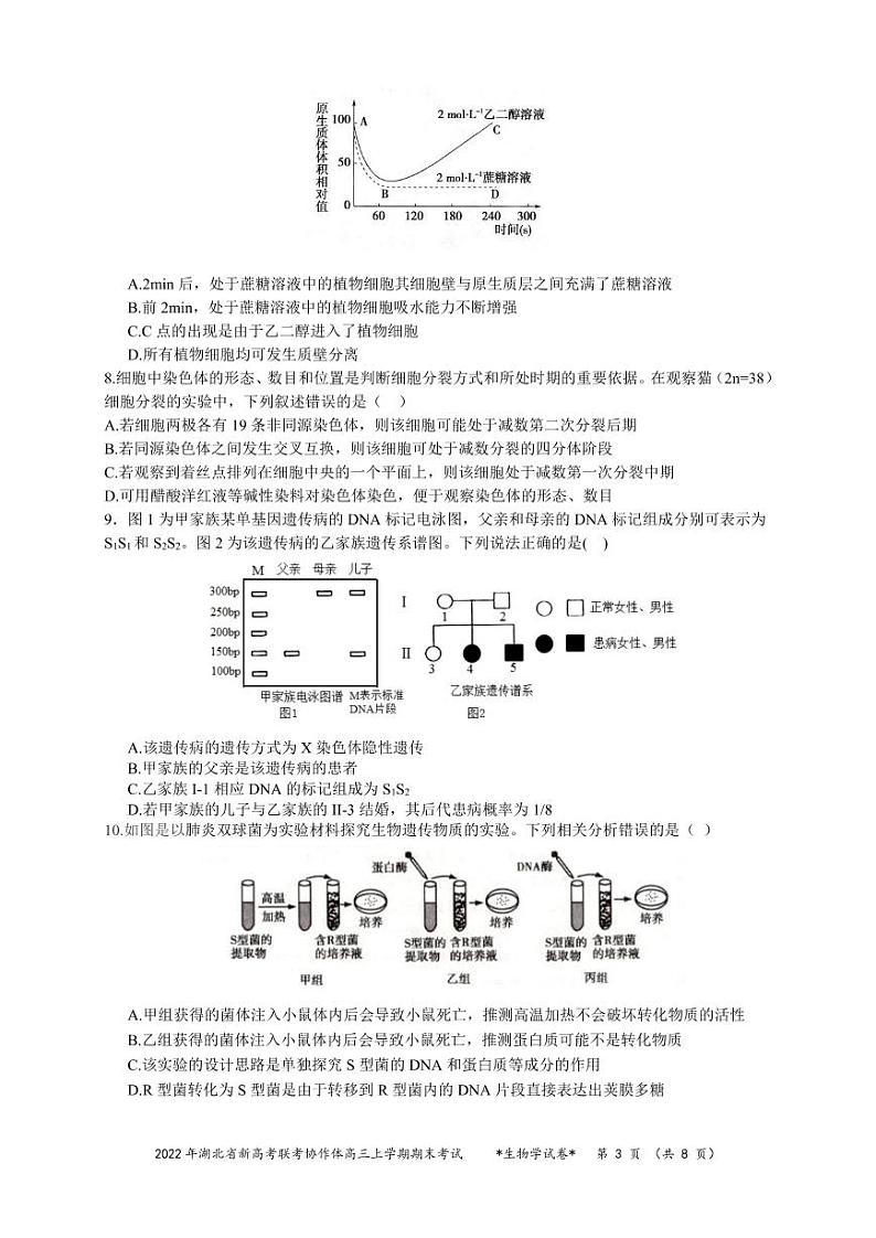 2022届湖北省新高考联考协作体高三上学期期末考试 生物 PDF版练习题03