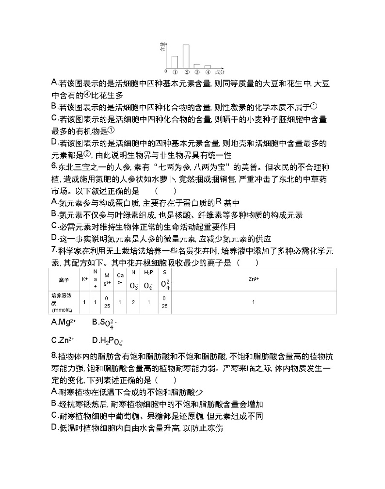 第2章达标检测-2022版生物必修1 人教版（新课标） 同步练习 （Word含解析）02
