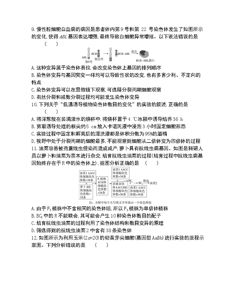 第五章达标检测-2022版生物必修2 人教版（新课标） 同步练习 （Word含解析）03