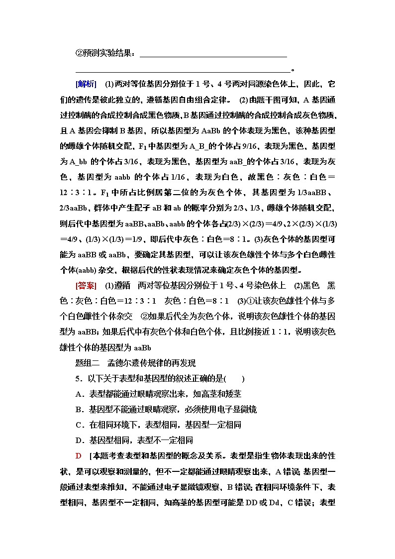 课时作业6 自由组合定律【新教材】苏教版（2019）高中生物必修二第3页