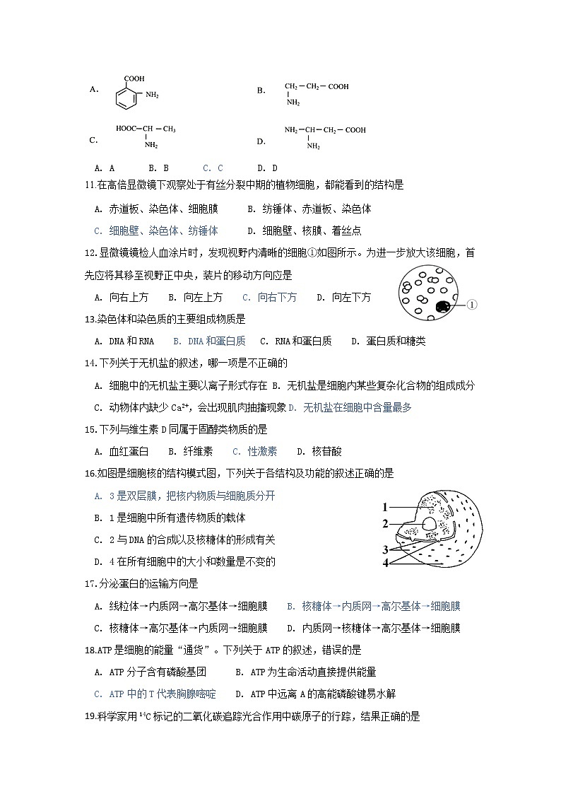 江苏省盐城市2021年高二学业合格性考试生物模拟检测（文档版有答案）02