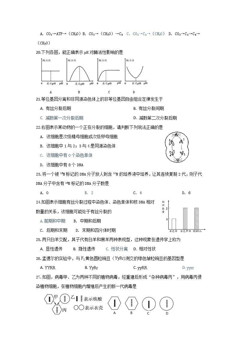 江苏省盐城市2021年高二学业合格性考试生物模拟检测（文档版有答案）03