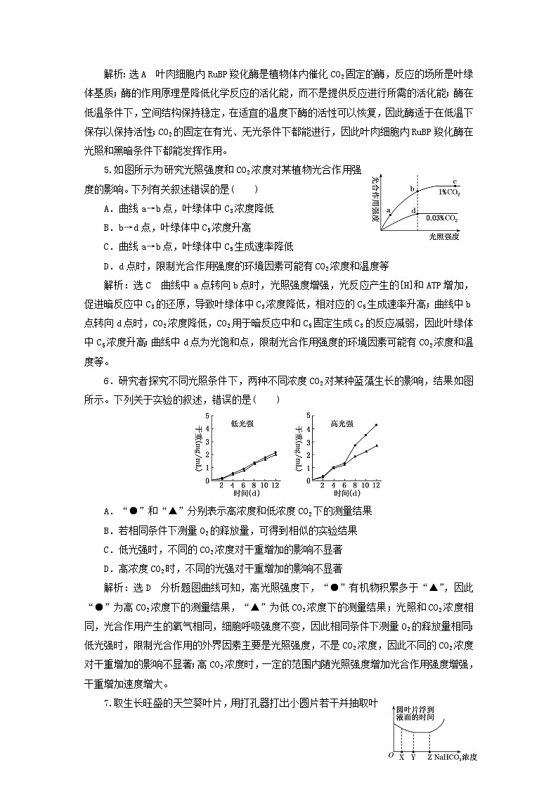 2022届高考生物总复习课时达标能力检测试卷十光合作用的过程和影响因素含解析第2页