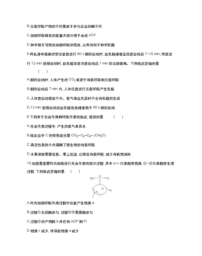 第三章达标检测-2022版生物必修第一册 苏教版（2019） 同步练习 （Word含解析）03
