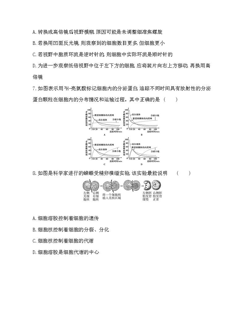 全书综合测评-2022版生物必修第一册 浙科版（2019） 同步练习 （Word含解析）03