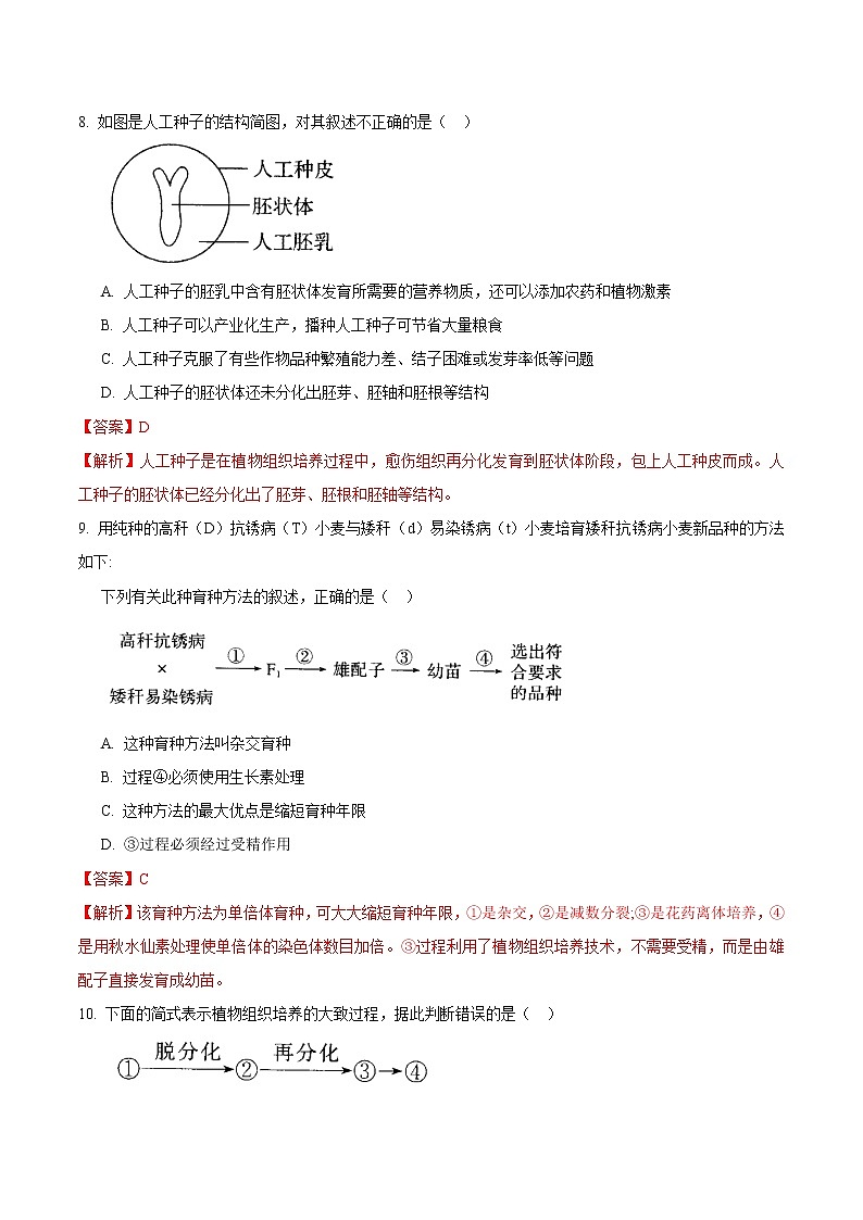 2.1.2 植物细胞工程 练习 高中生物新人教版选择性必修3（2022年）03