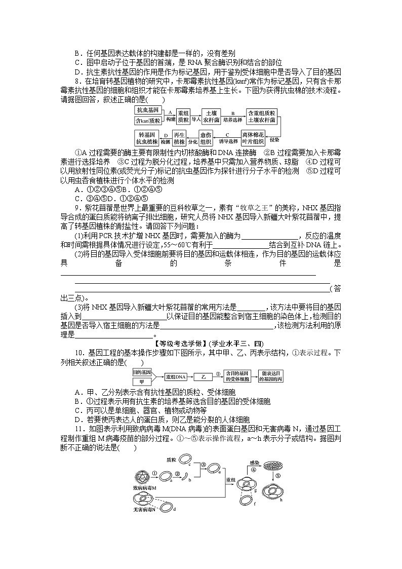 2021-2022学年高中生物新人教版选择性必修3 3.2 基因工程的基本操作程序 作业 练习02