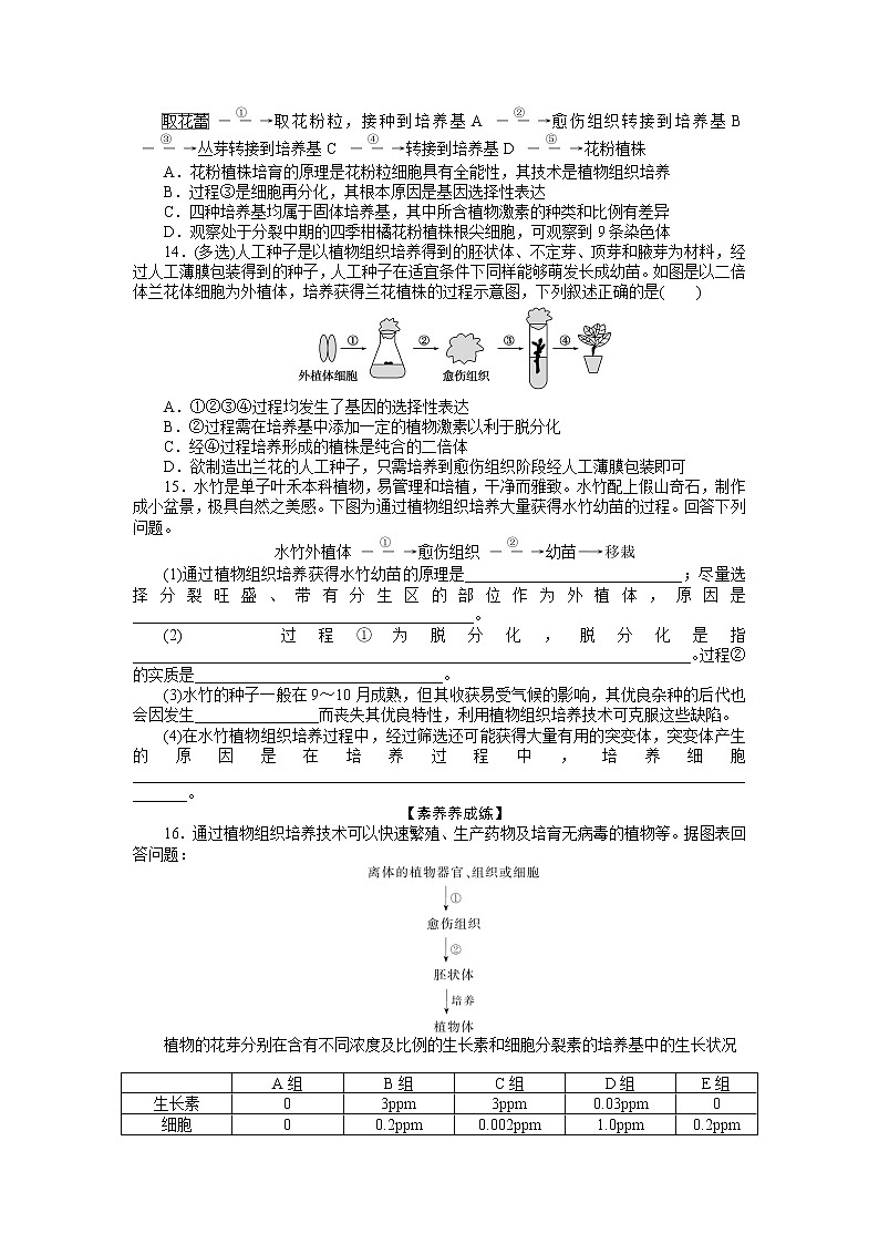 2021-2022学年高中生物新人教版选择性必修3 2.1.2 植物细胞工程的应用 作业第3页