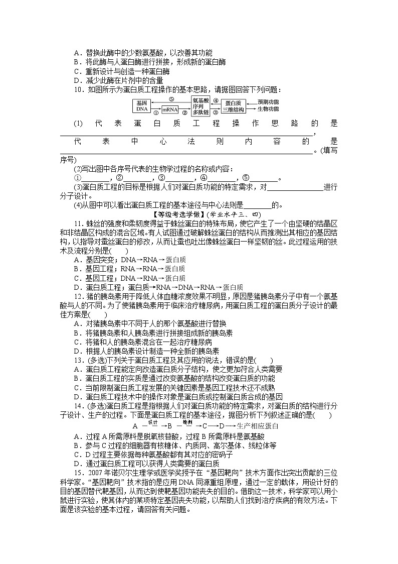 2021-2022学年高中生物新人教版选择性必修3 3.4 蛋白质工程的原理和应用 作业第2页