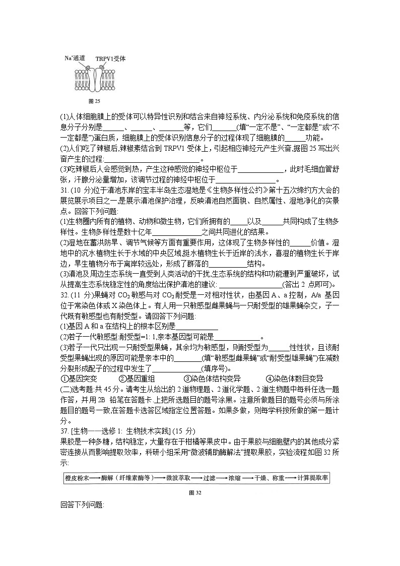 2022届云南省师范大学附属中学高三高考适应性月考卷（六）理科综合生物试题含答案第3页