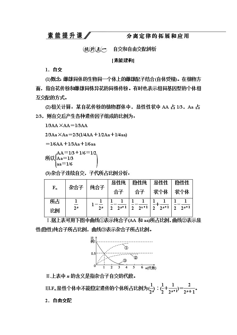 2021-2022学年高中生物新人教版必修第二册 第1章 第1节 素能提升课 分离定律的拓展和应用 学案01