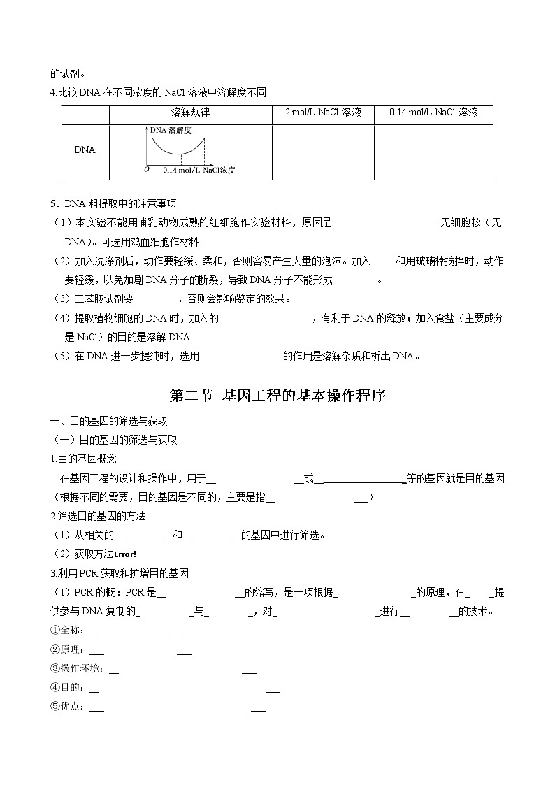 第三章  基因工程（填空版）必背知识 高中生物新人教版选择性必修3（2022年）第3页