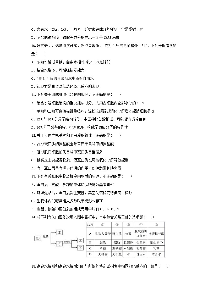 2021-2022学年陕西省西安市长安区第一中学高一上学期第二次质量检测生物试卷含答案03