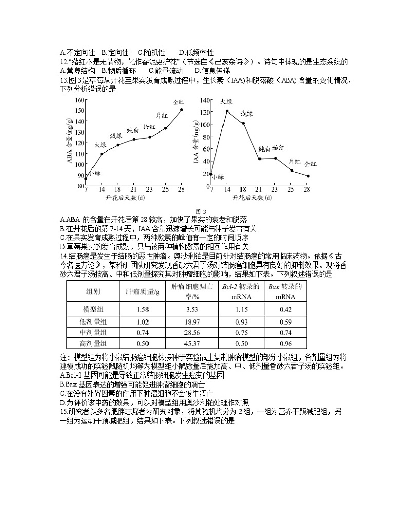 广东省深圳市2022届高三下学期第一次调研考试（一模）生物试卷含答案第3页