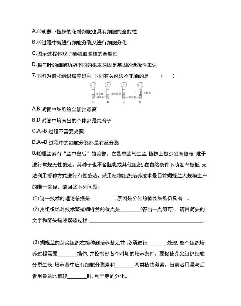 2.1　植物细胞工程-2022版生物选修3 人教版（新课标） 同步练习 （Word含解析）03