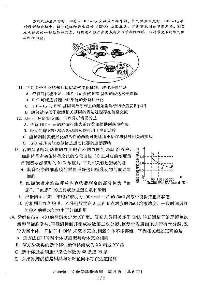 福建省漳州市2021届高三下学期3月第二次教学质量检测生物试题含答案03