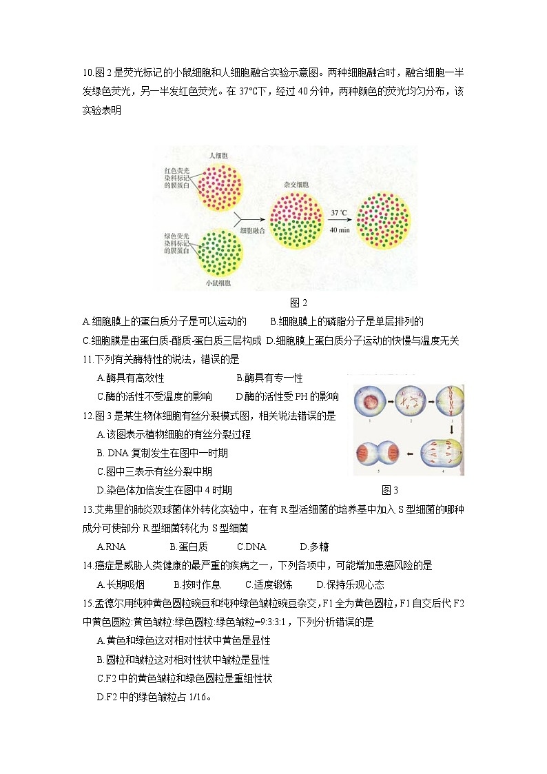 2018湖南省普通高中学业水平考试生物试卷第2页