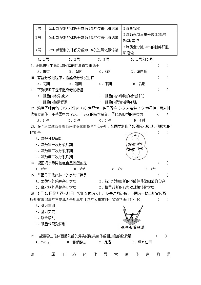 2009年湖南省普通高中学业水平考试生物试卷及答案02