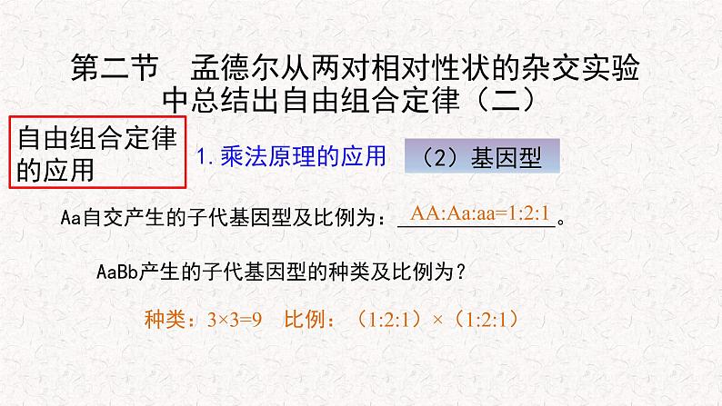 1.2.2 孟德尔从两对相对性状的杂交实验中总结出自由组合定律 课件-浙科版高中生物必修2遗传与进化(共17张PPT)06