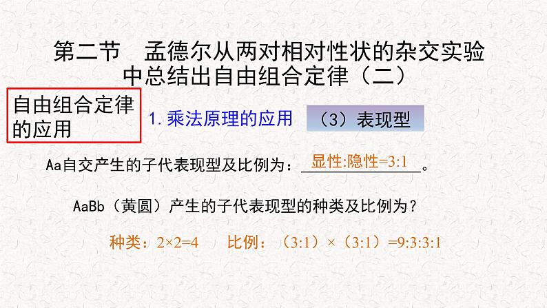 1.2.2 孟德尔从两对相对性状的杂交实验中总结出自由组合定律 课件-浙科版高中生物必修2遗传与进化(共17张PPT)07