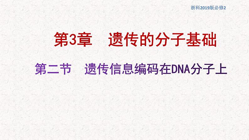 3.2 遗传信息编码在DNA分子上 课件-浙科版高中生物必修2遗传与进化(共14张PPT)第1页