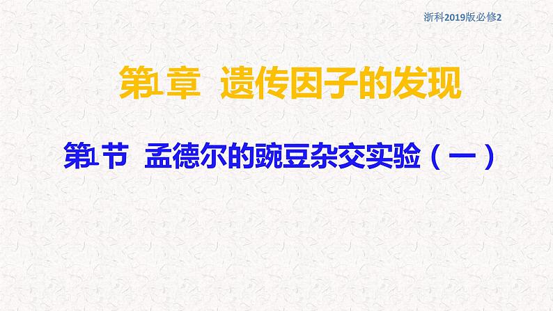 1.1.1 孟德尔从一对相对性状的杂交实验中总结出分离定律 课件-浙科版高中生物必修2遗传与进化(共20张PPT)01