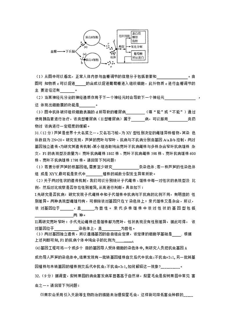 河南省平顶山2021届高三下学期第二次三市联考（二模）生物试题含答案第3页