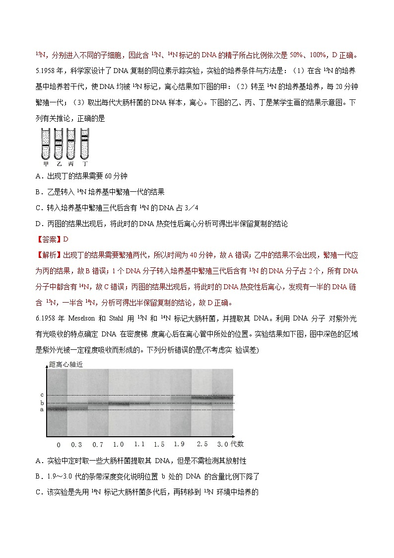3.3 DNA通过复制传递遗传信息 练习-浙科版高中生物必修2遗传与进化03