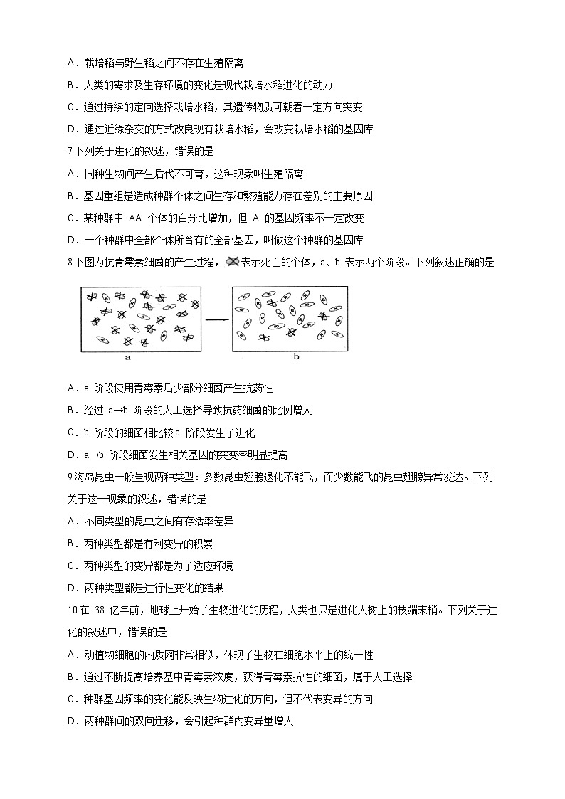 5.2.1 适应是自然选择的结果 练习-浙科版高中生物必修2遗传与进化02