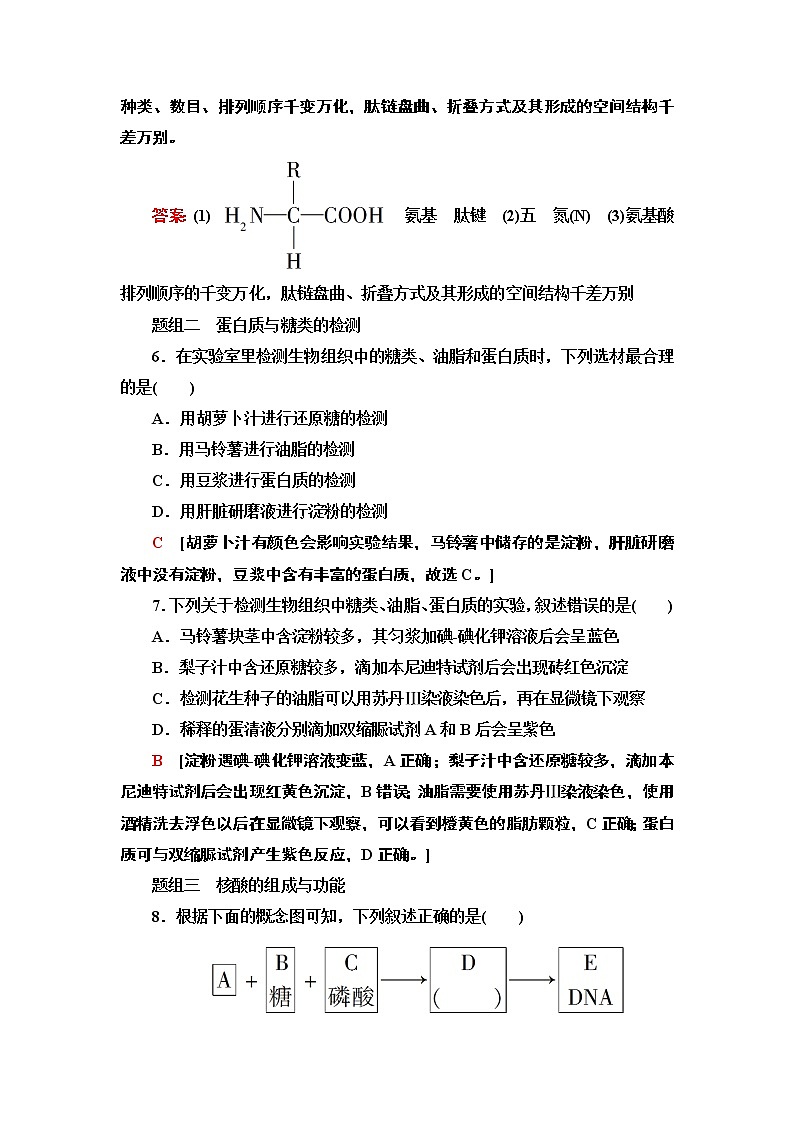 3 蛋白质与核酸 课时作业 2020-2021学年浙科版（2019）高中生物必修一 练习03